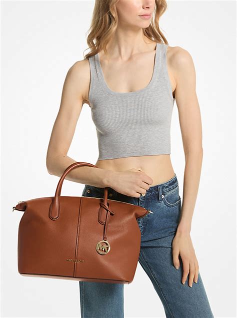 lg satchel cement ns michael kors|Hyde Large Pebbled Leather Satchel .